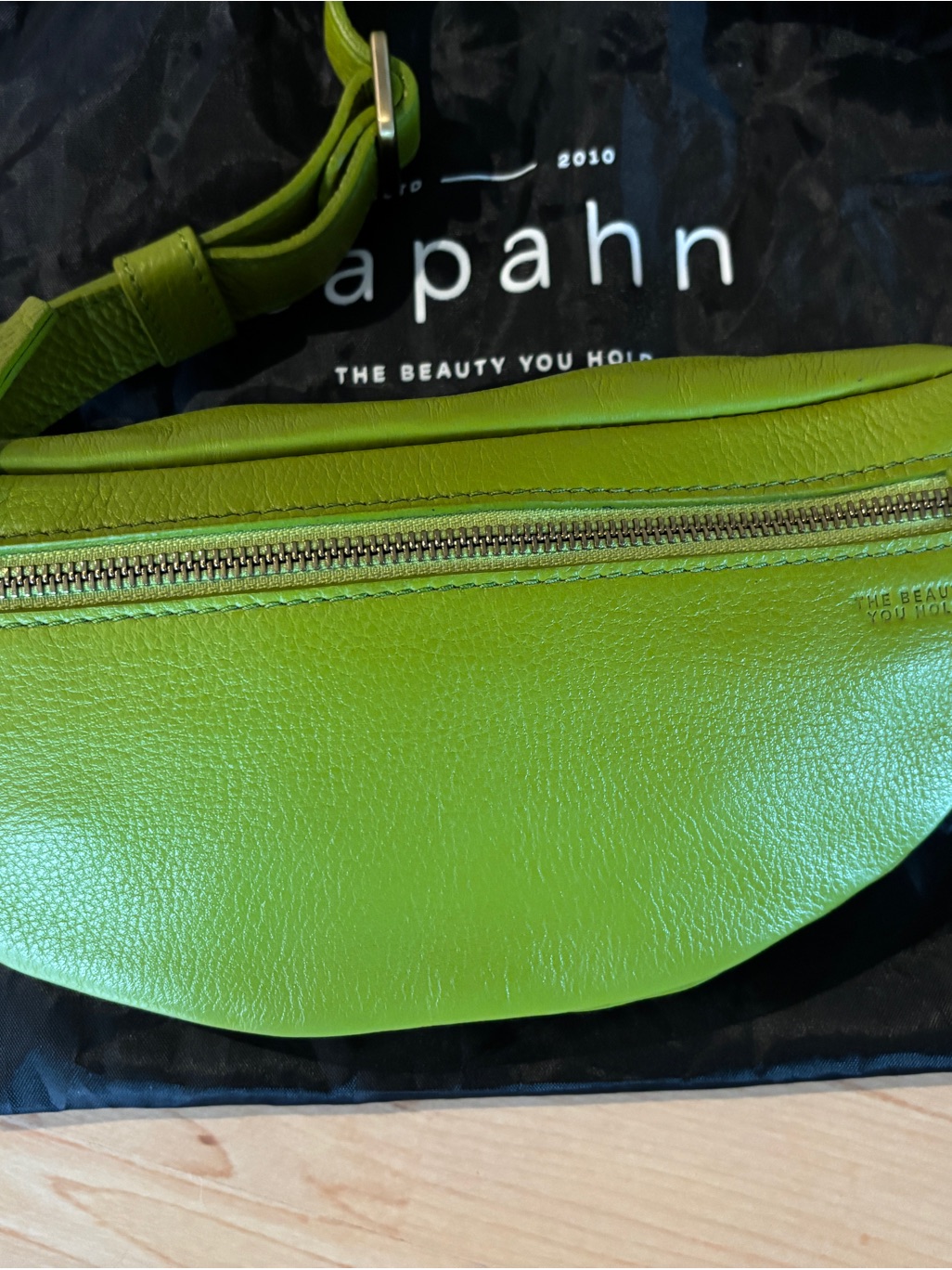 Green Leather Mini Crossbody Belt Bag By Sapahn — image 2 of 8